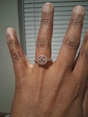 Pandora CUSHION CUT Rose Gold TONE SINGLE Halo Ring with Clear Stones